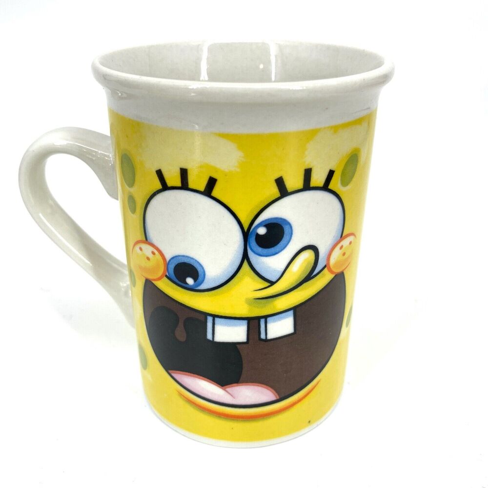 Spongebob Squarepants Coffee Cup 2011 Viacom Silly Faces Yellow Coffee Mug smile